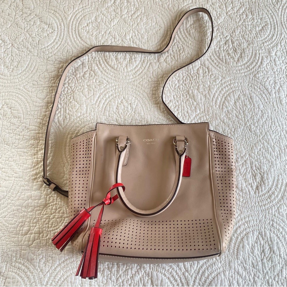 Coach Beige and Red Shoulder Bag